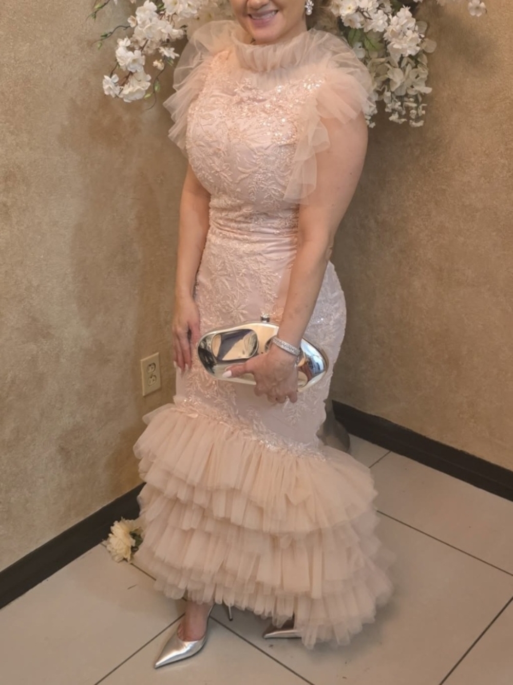 Blush Pink Tulle & Lace Mermaid Gown Customized